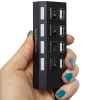 high speed 2.0 usb hub 4 ports w. power switches