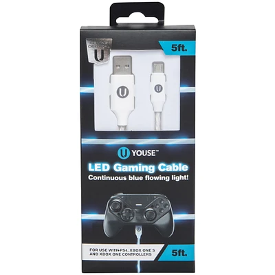5ft LED controller charging cable for use with xbox and playstation controllers