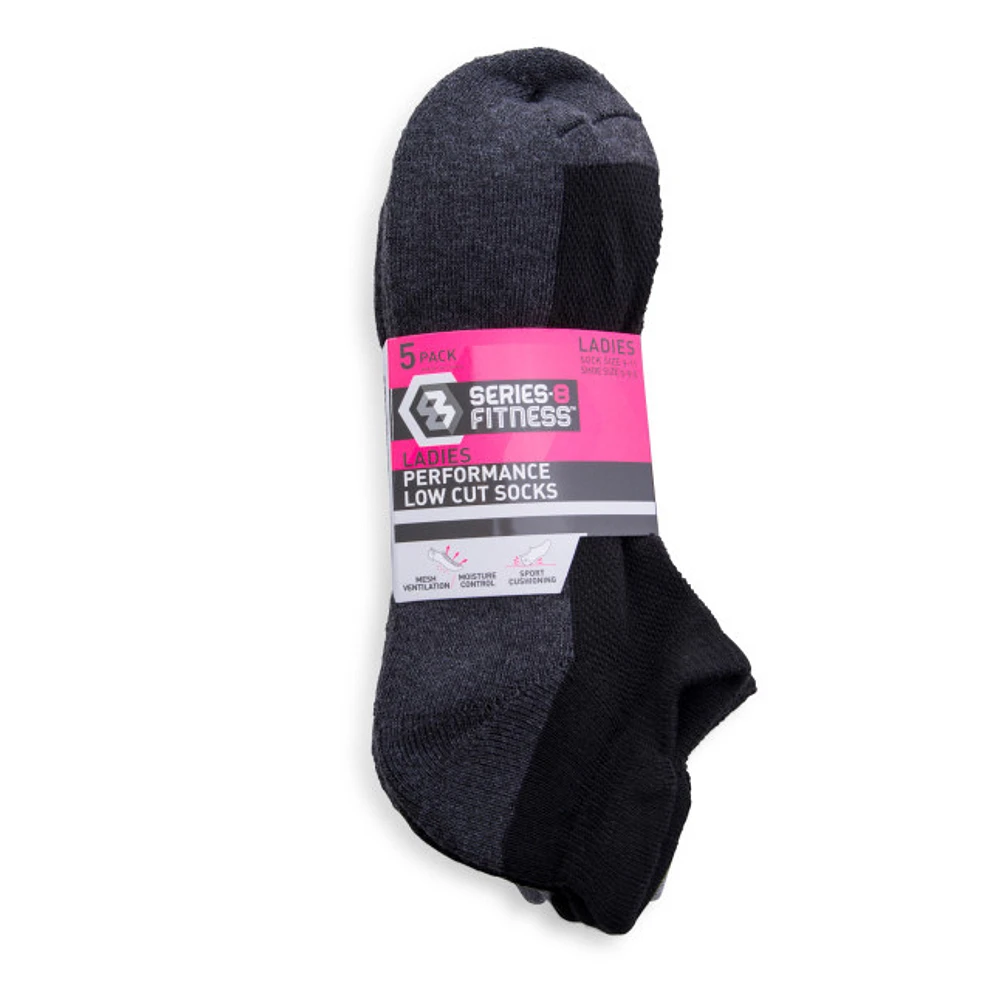 series-8 fitness ladies performance low-cut socks 5-pack