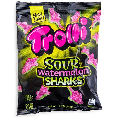 trolli sour watermelon sharks gummi candy bag 4.25oz