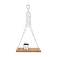 Macrame Hanging Wall Shelf 12in