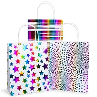 6-pack rainbow metallic foil gift bags 8.5in x 14in