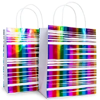 6-pack rainbow metallic foil gift bags 8.5in x 14in