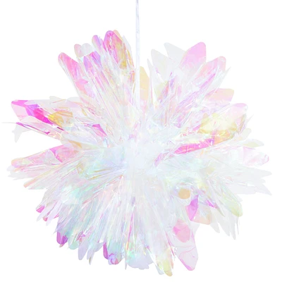 iridescent film pom pom hanging party decoration 17in