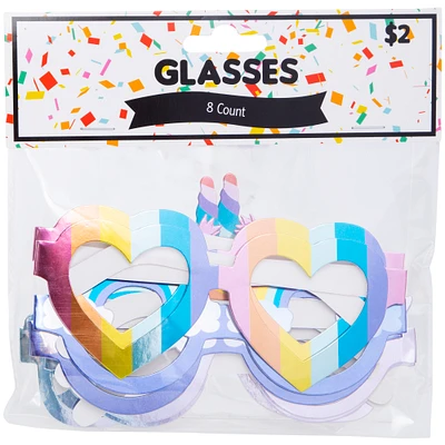 Rainbow Party Glasses 8-Pack
