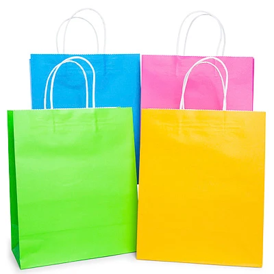 6-count medium neon gift bags 13in x 10.5in