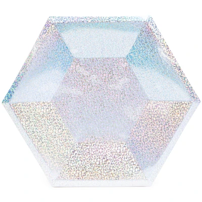 Large Holographic Silver Party Plate 8-Count