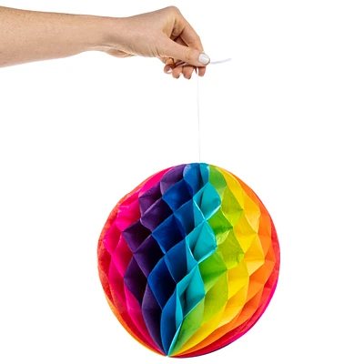 Rainbow Honeycomb Ball Tissue Paper Party Decoration 9.75in