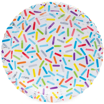 Small Round Holographic Sprinkles Plates 7in 8-Count