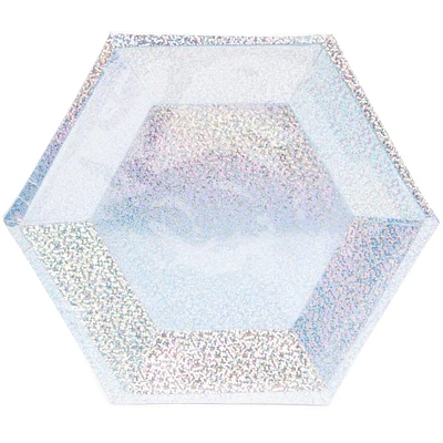 Small Holographic Silver Dessert Plates 8-Count