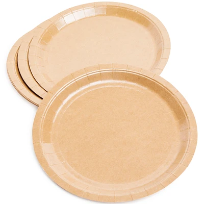 large round brown kraft plate 8-count