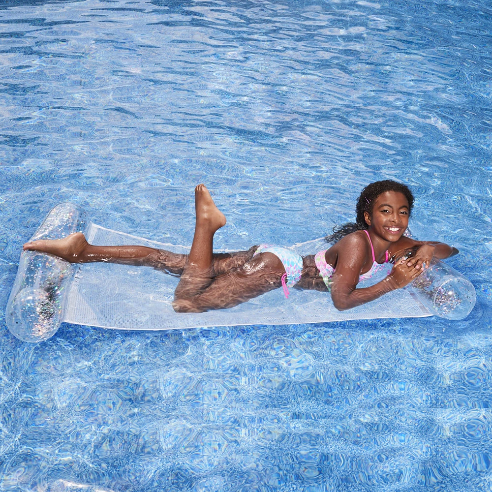 glitter-filled pool hammock 62in x 27in