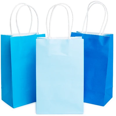 Solid Blue Small Gift Bags 12-Count