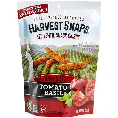 harvest snaps red lentil snack crisps - tomato basil