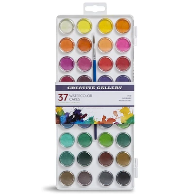 Watercolor Cakes & Brush 37-Piece Set