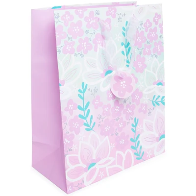 Floral Glitter Gift Bags 10in X 13in