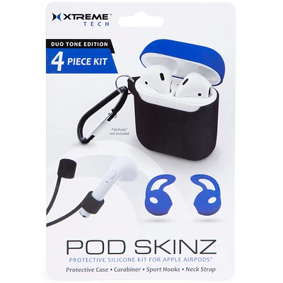 Duo-Tone Pod Skinz Protective Silicone Accessory Kit For Apple Airpods® 4-Piece Set