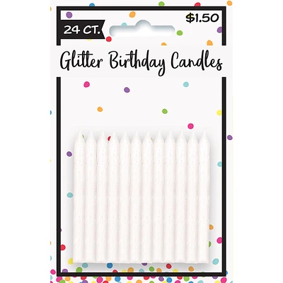 Iridescent Glitter Birthday Candles 24-Count