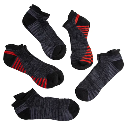 Red & Gray Striped Sneaker Socks 5-Pack