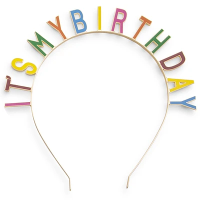 Party Time' Or It's My Birthday' Gold Headband