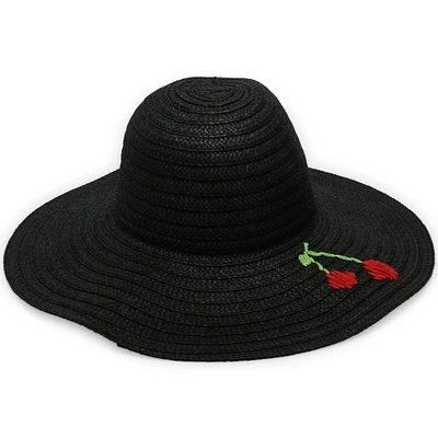 Juniors Raffia Woven Sun Hat W/ Embroidery