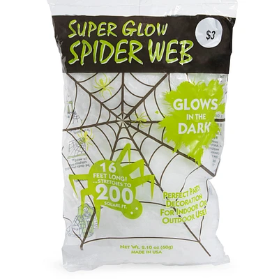 Glow in The Dark Spider Web Decoration 16-Foot