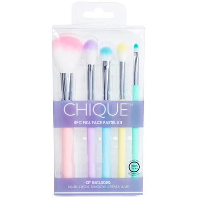 chique full face 5-piece pastel makeup brush set