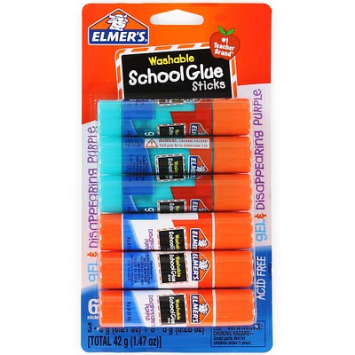 Elmer's® Washable School Glue Sticks Gel & Disappearing Purple 6-Count