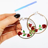 Rose & Vine Gold Hoop Earrings