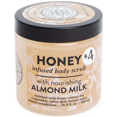 honey-infused body scrub with almond milk 16.9 fl.oz