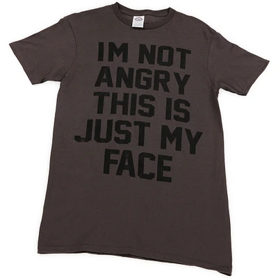 'i'm not angry this is just my face' graphic tee