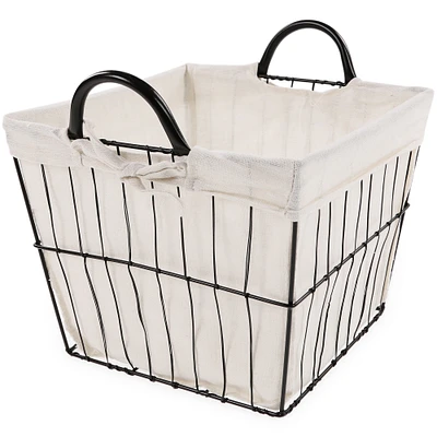 Wire Storage Bin Basket W/ Fabric Liner 11in