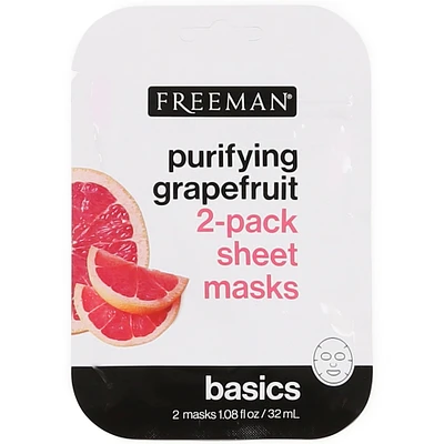 Freeman® Basics Purifying Grapefruit Sheet Face Masks 2-Count