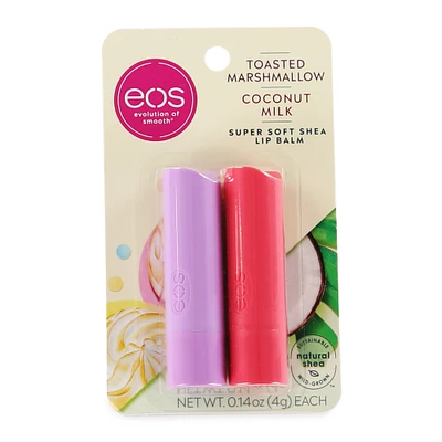 Eos® Super Soft Shea Butter Lip Balm 2-Pack Marshmallow & Coconut Milk