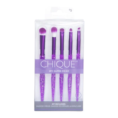 Chique™ Eye Makeup Brush Set 5-Piece - Purple Glitter