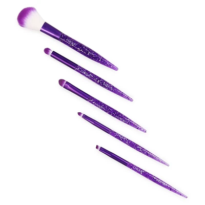 Chique™ Complete Face Makeup Brush Set 5-Piece - Purple Glitter