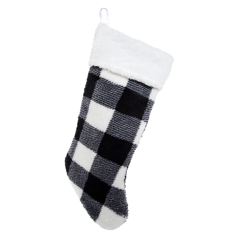 Sherpa Christmas Stocking 20in - Plaid