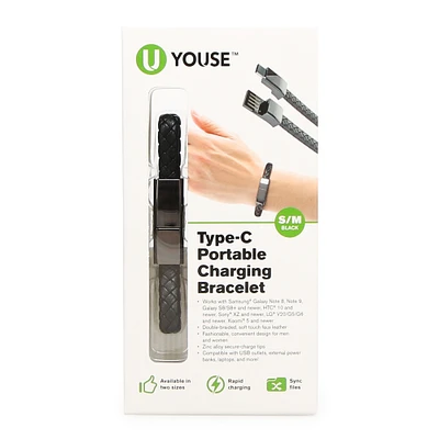 faux leather USB-C charging bracelet - s/m
