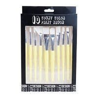 10-Piece Paint Brush Set W/ Color Handles