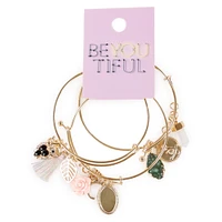 Nature Gold Charm Bracelets 3-Count Set