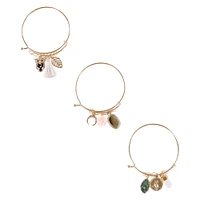 Nature Gold Charm Bracelets 3-Count Set