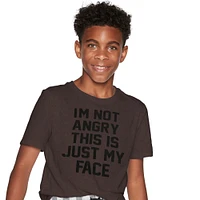 'i'm not angry this is just my face' graphic tee