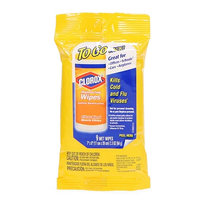 Clorox™ Disinfecting Wipes To-Go Pack Citrus 9-Count