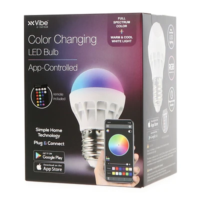 Color-Change LED Light Bulb w/ App & Remote Control