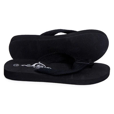 Men's Woven Cotton Flip Flops - Black