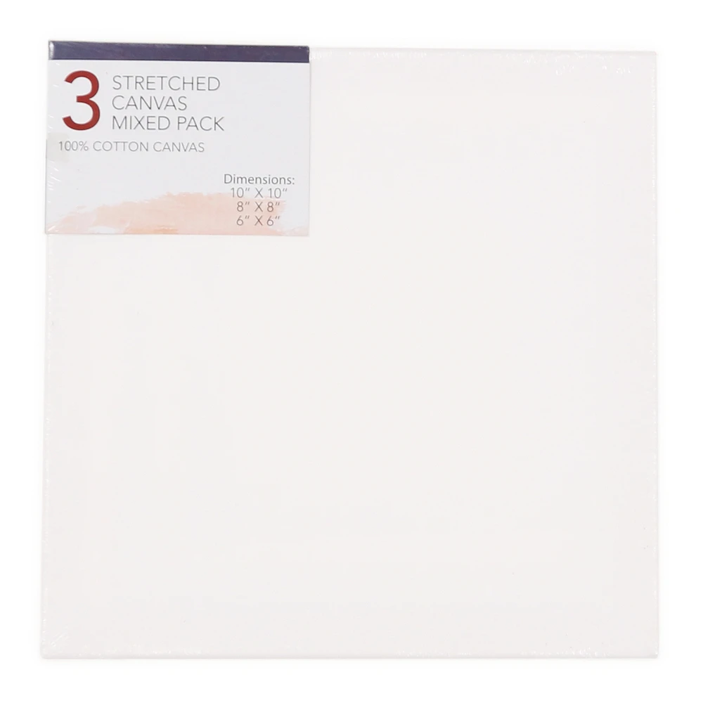 Stretched Canvas 3-Pack, Assorted Sizes