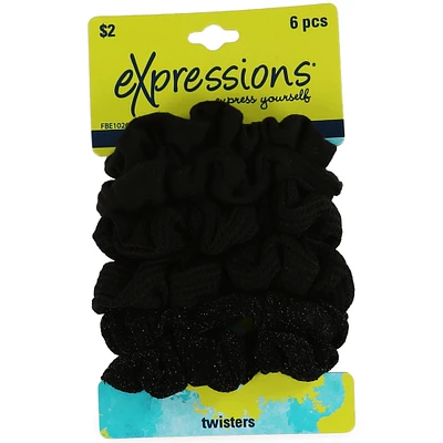 Hair Twister Scrunchies 6-Count, Black