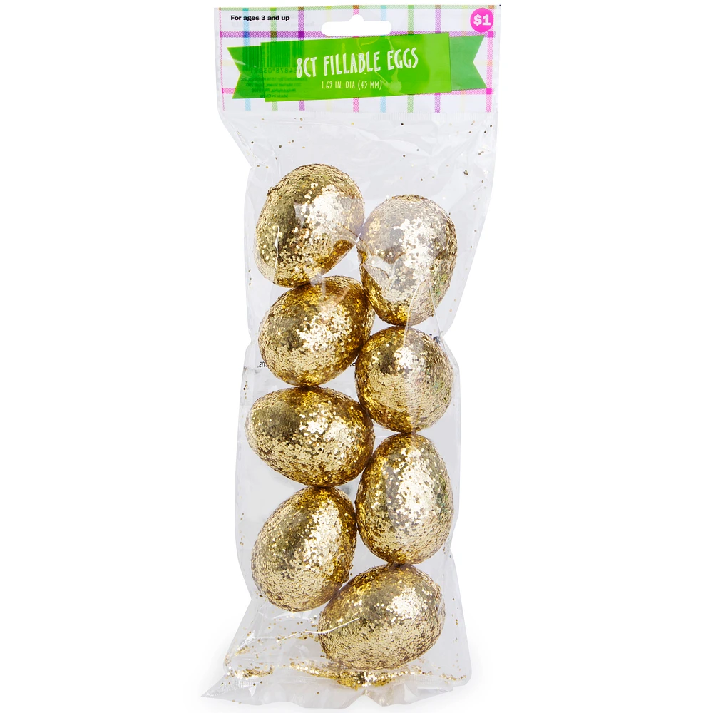 glitter fillable easter eggs 8-count