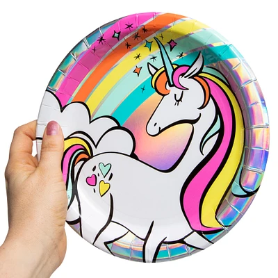 Radiant Rainbow Unicorn 9in Paper Plates 8-Count