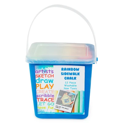 Rainbow Sidewalk Chalk Bucket 12-Piece